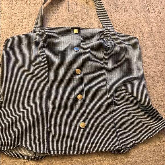 Tops - Striped Button-Up Halter Top